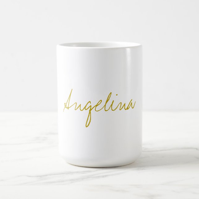 Gold Color Elegant Stylish Trendy Unique Script Coffee Mug (Center)