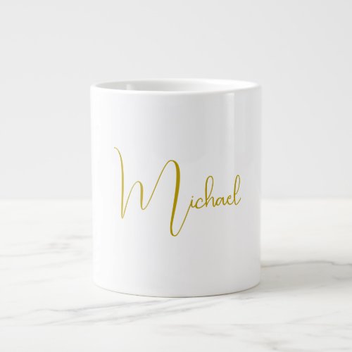 Gold Color Elegant Stylish Trendy Unique Script Giant Coffee Mug