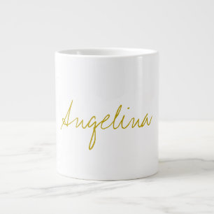 Gold Color Elegant Stylish Trendy Unique Script Giant Coffee Mug