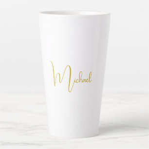 Gold Color Elegant Stylish Trendy Unique Script Latte Mug