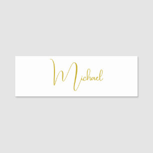 Gold Color Elegant Stylish Trendy Unique Script Name Tag