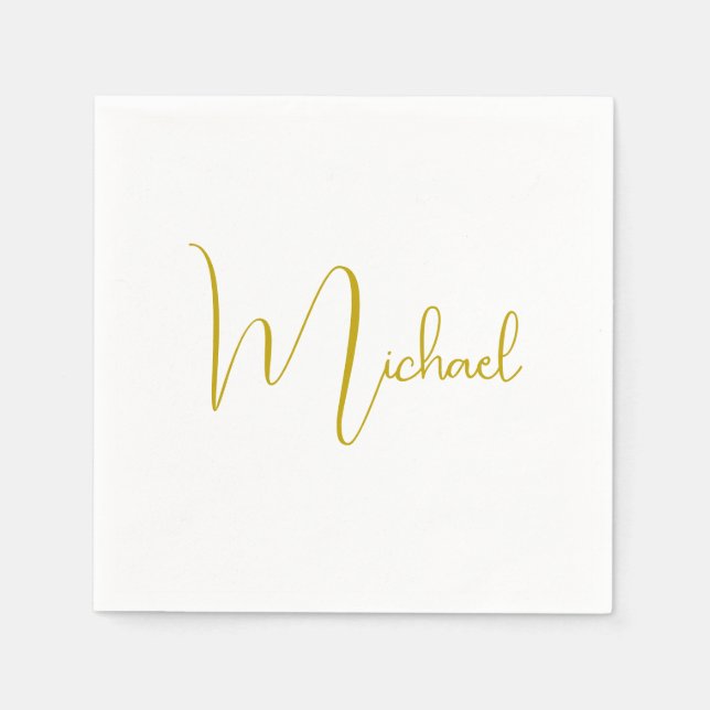 Gold Color Elegant Stylish Trendy Unique Script Napkins (Front)