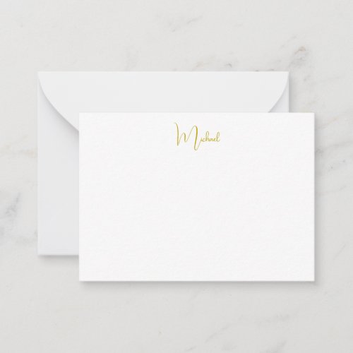 Gold Color Elegant Stylish Trendy Unique Script Note Card