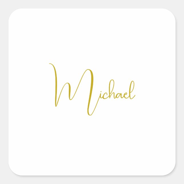 Gold Color Elegant Stylish Trendy Unique Script Square Sticker (Front)