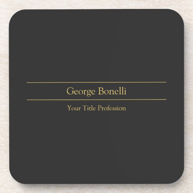 Gold Color Grey Classical Personal Customize Chic Beverage Coaster (Front)
