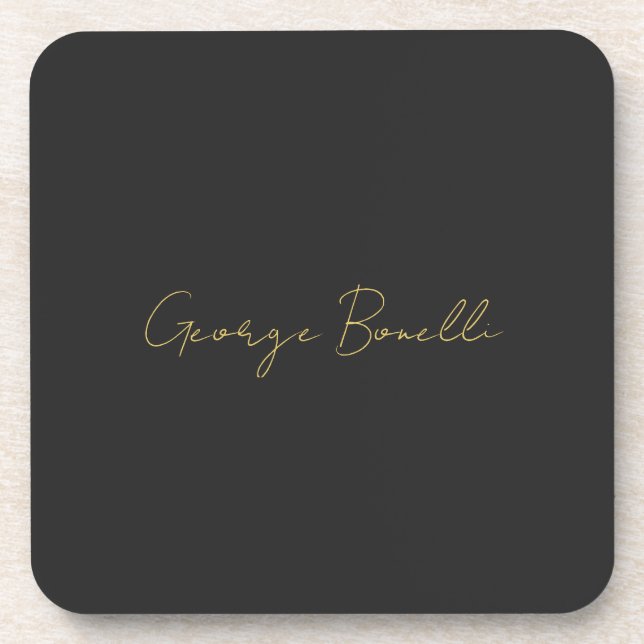 Gold Color Grey Classical Personal Customize Chic Beverage Coaster (Front)