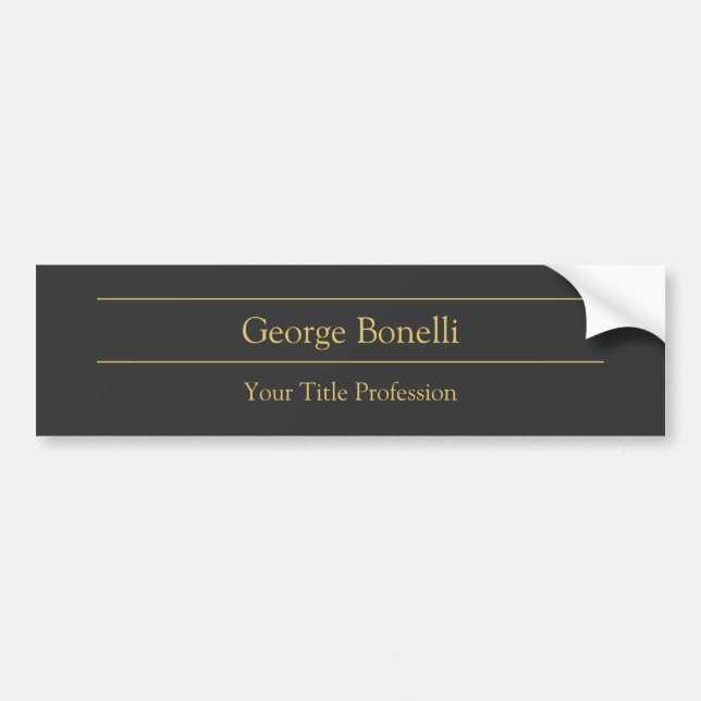 Gold Color Grey Classical Personal Customize Chic Bumper Sticker (Front)