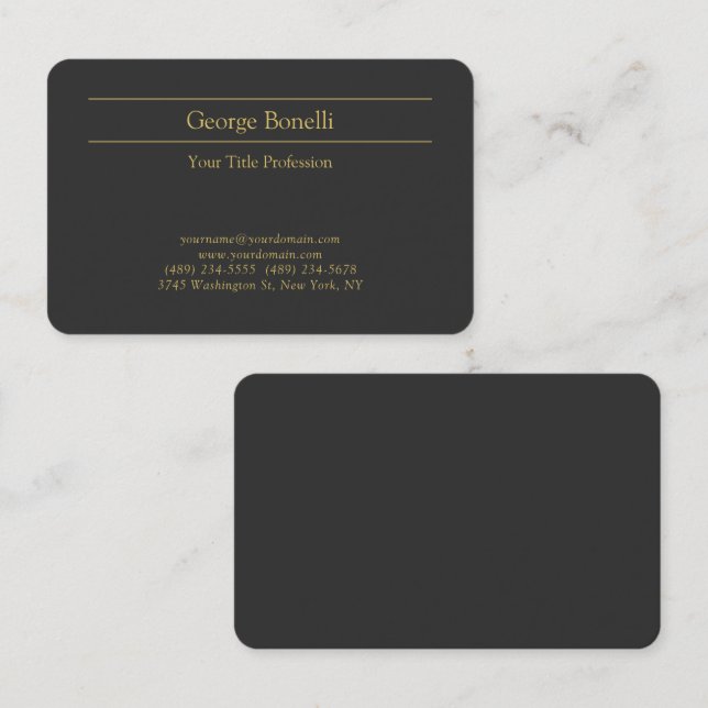 Gold Color Grey Classical Personal Customize Chic Business Card (Front/Back)
