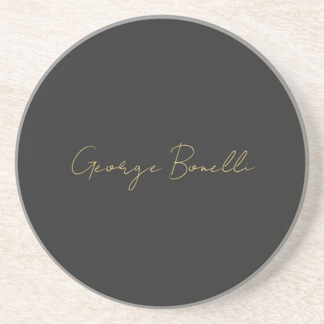 Gold Color Grey Classical Personal Customize Chic Coaster (Front)