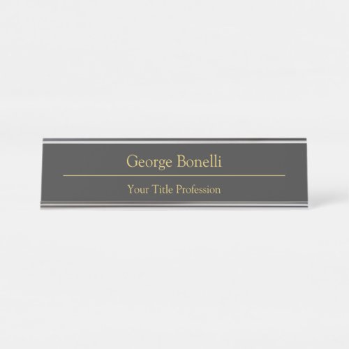 Gold Color Grey Classical Personal Customize Chic Desk Name Plate