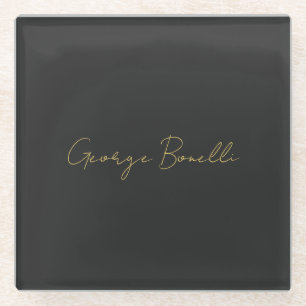 Gold Color Grey Classical Personal Customize Chic Glass Coaster