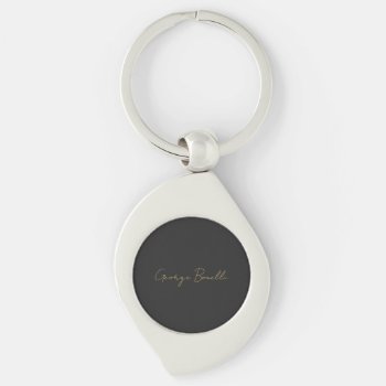 Gold Color Grey Classical Personal Customize Chic Keychain by hizli_art at Zazzle