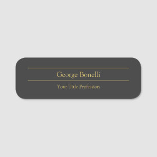 Gold Color Grey Classical Personal Customize Chic Name Tag