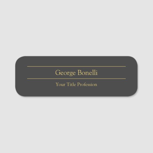 Gold Color Grey Classical Personal Customize Chic Name Tag