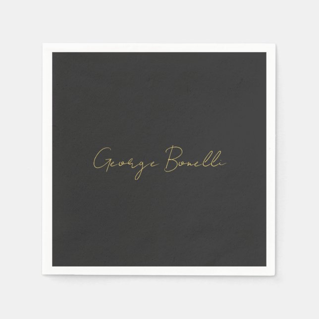 Gold Color Grey Classical Personal Customize Chic Napkins (Front)