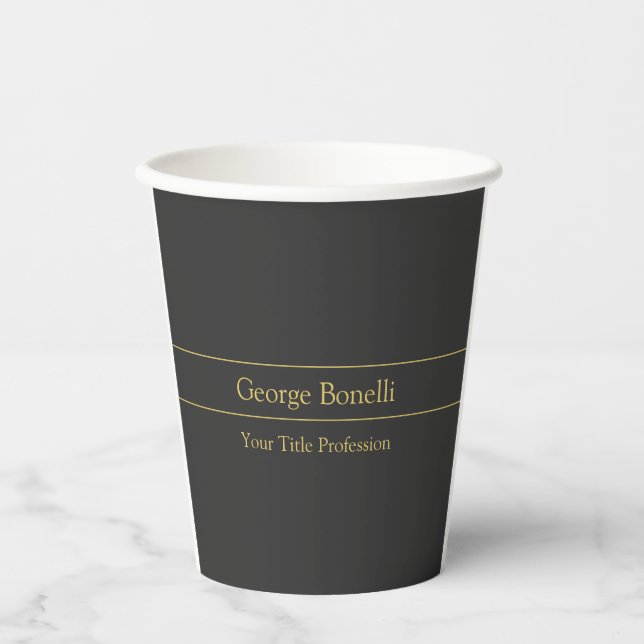 Gold Color Grey Classical Personal Customize Chic Paper Cups (Front)