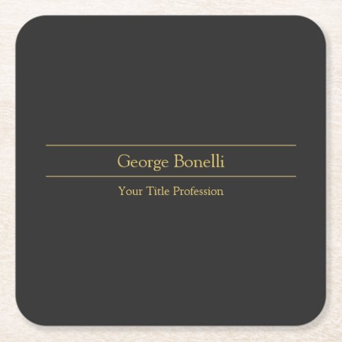 Gold Color Grey Classical Personal Customize Chic Square Paper Coaster