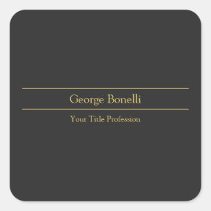 Gold Color Grey Classical Personal Customize Chic Square Sticker