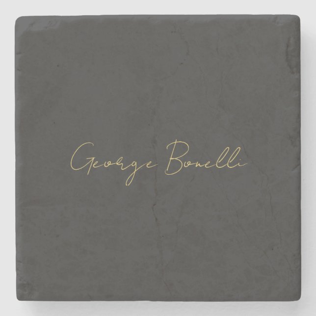 Gold Color Grey Classical Personal Customize Chic Stone Coaster (Front)