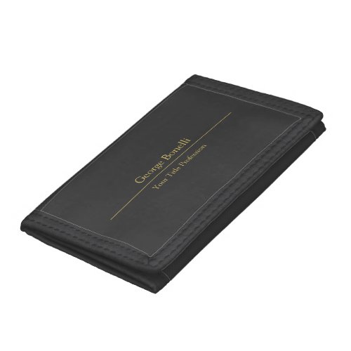 Gold Color Grey Classical Personal Customize Chic Trifold Wallet