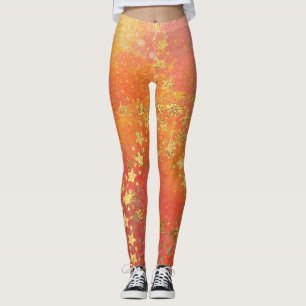 Gold Color Leggings with Gold Color Stars