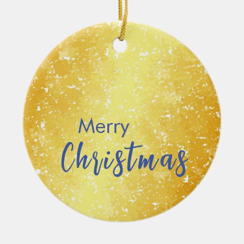 Gold Color Merry Christmas Family Message New Year Ceramic Ornament