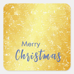 Gold Color Merry Christmas Family Message New Year Square Sticker