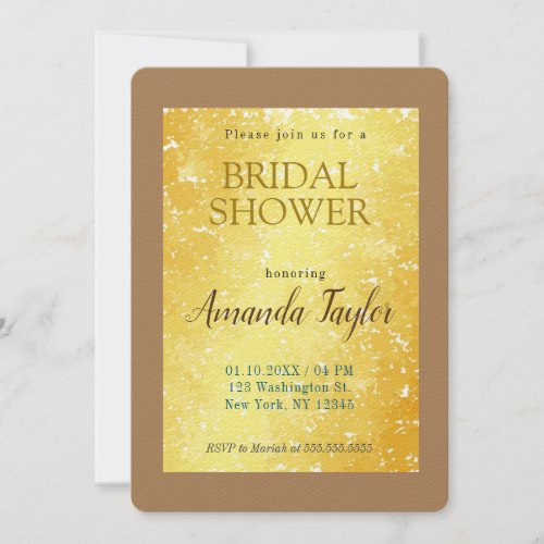 Gold Color Minimalist Bridal Shower Invitation
