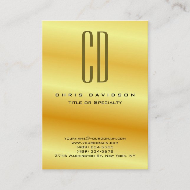 Gold Color Minimalist Modern Monogram  Business Card (Front)