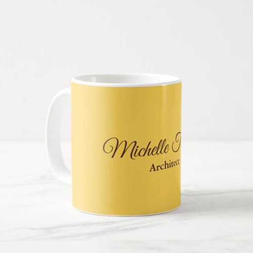 Gold Color Minimalist Modern Script Calligraphy Coffee Mug