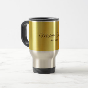 Gold Color Minimalist Modern Script Calligraphy Travel Mug