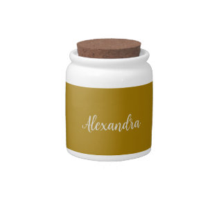 Gold Color Minimalist Plain Add Name Calligraphy  Candy Jar