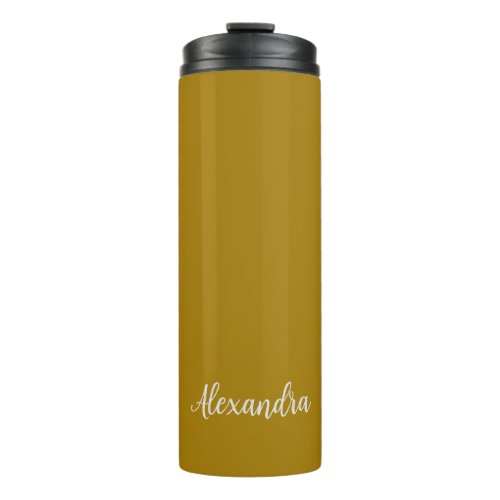 Gold Color Minimalist Plain Add Name Calligraphy  Thermal Tumbler