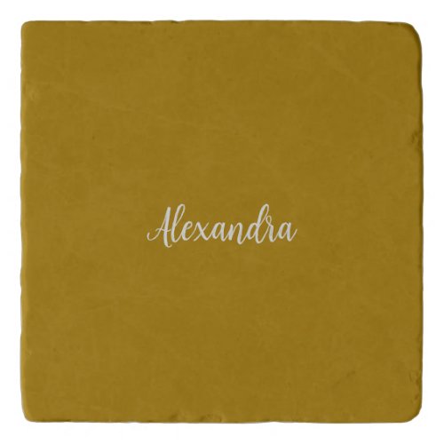 Gold Color Minimalist Plain Add Name Calligraphy  Trivet