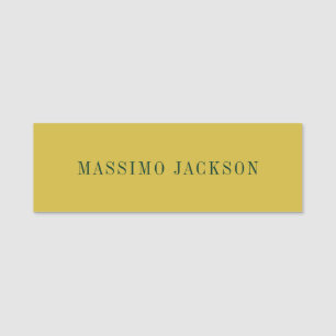 Gold Color Minimalist Plain Modern  Name Tag