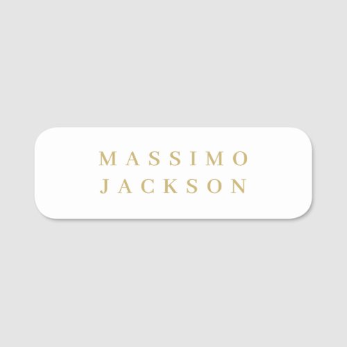 Gold Color Minimalist Professional Serif Font Name Tag