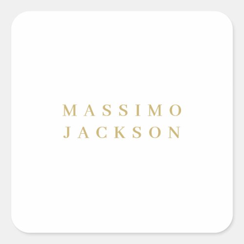 Gold Color Minimalist Professional Serif Font Square Sticker