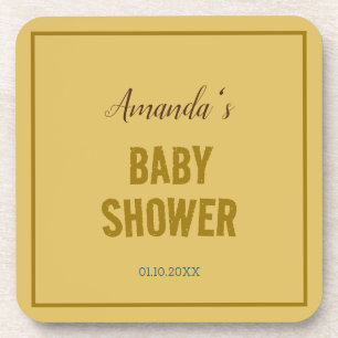 Gold Color Modern Minimalist Baby Shower Beverage Coaster
