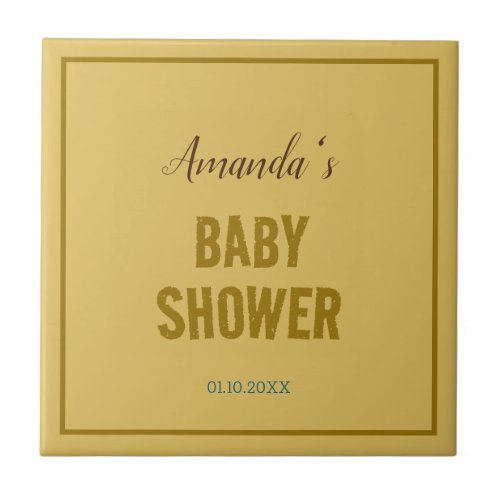 Gold Color Modern Minimalist Baby Shower Ceramic Tile