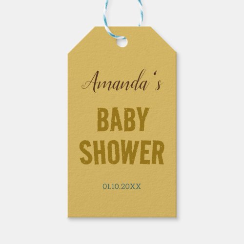 Gold Color Modern Minimalist Baby Shower Gift Tags