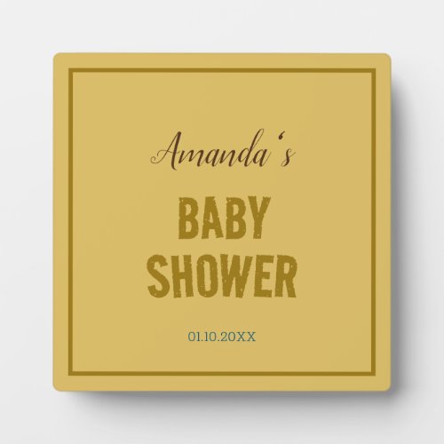 Gold Color Modern Minimalist Baby Shower Plaque