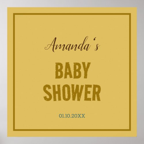 Gold Color Modern Minimalist Baby Shower Poster