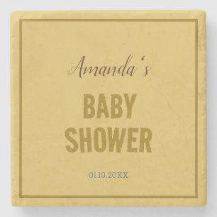 Gold Color Modern Minimalist Baby Shower Stone Coaster