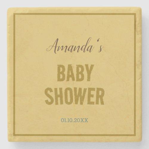 Gold Color Modern Minimalist Baby Shower Stone Coaster