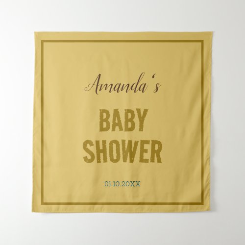 Gold Color Modern Minimalist Baby Shower Tapestry