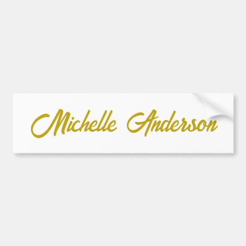Gold Color Modern Minimalist Handwrite Name Bumper Sticker