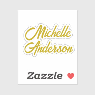 Gold Color Modern Minimalist Handwrite Name Sticker
