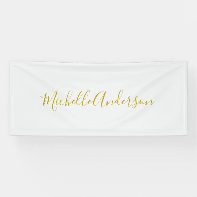 Gold Color Modern Minimalist Handwriting Name Banner (Horizontal)