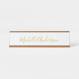 Gold Color Modern Minimalist Handwriting Name Desk Name Plate