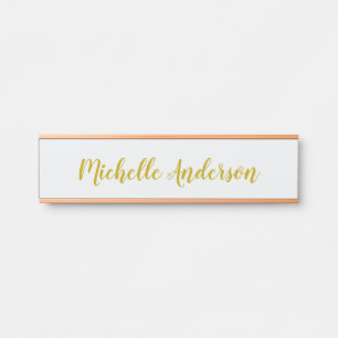 Gold Color Modern Minimalist Handwriting Name Door Sign
